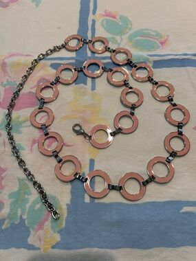 🌸Vintage Pink and Silver Circle Link Chain belt 🌸